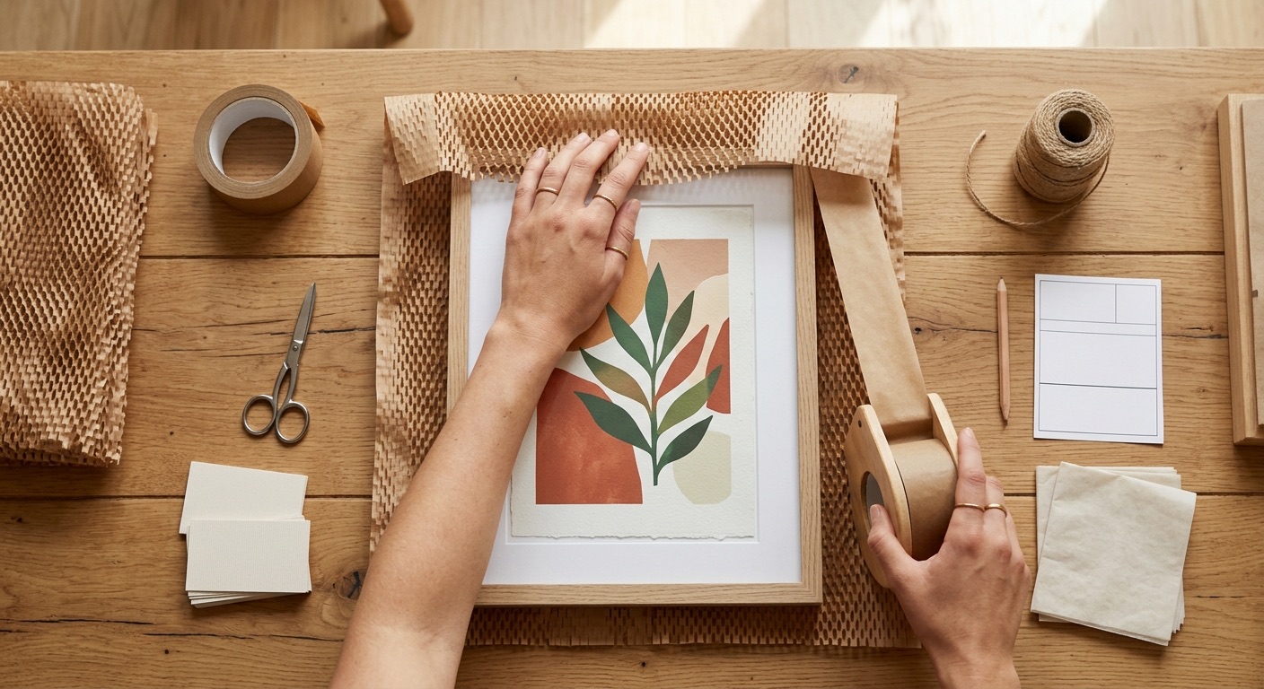 Montage et emballage d'un tableau encadré