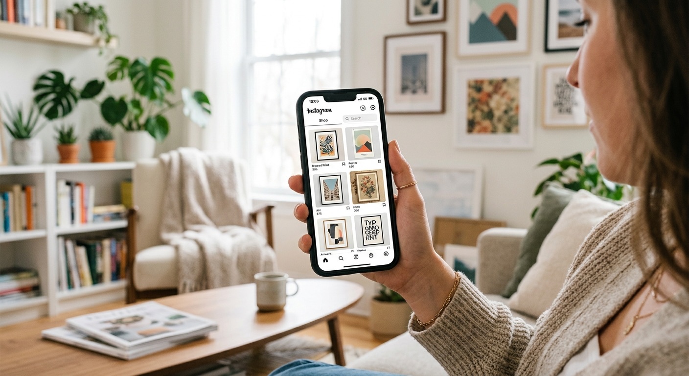 Boutique Instagram de tableaux déco sur smartphone